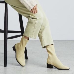Stivali Everlane Al Ginocchio In Pelle Nera, Tacco A Banana (stiletto), Taglia 7 Usati
